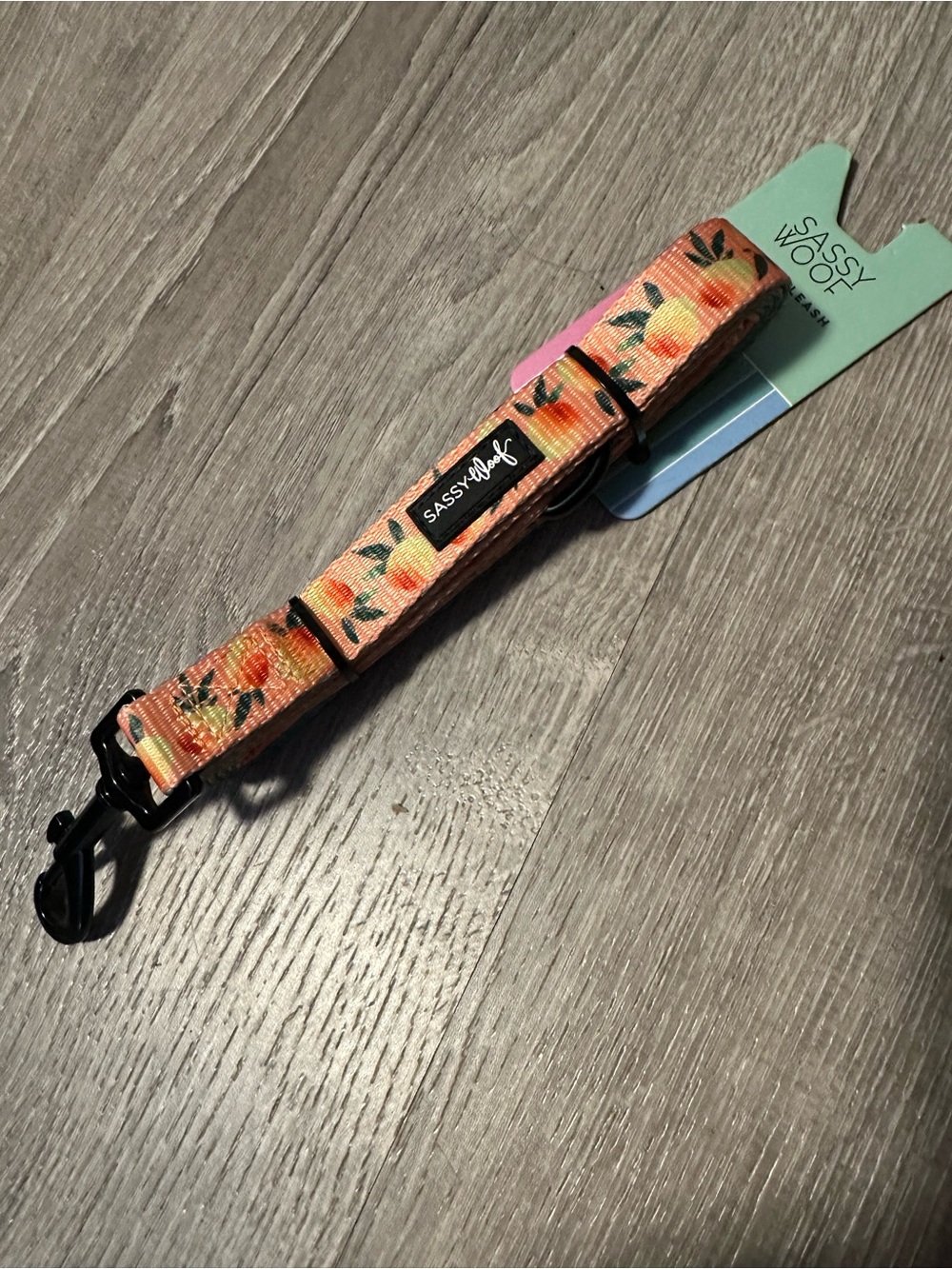 Sassy Woof Floral Orange Dog Leash with Black Hardware